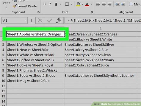 How to Compare Data in Excel Cells 的图像结果