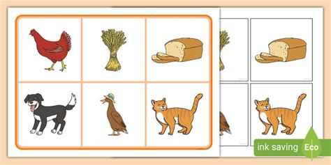 The Little Red Hen Matching Cards and Board - Twinkl