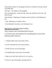 Image result for Topic Sentence with Controlling Idea
