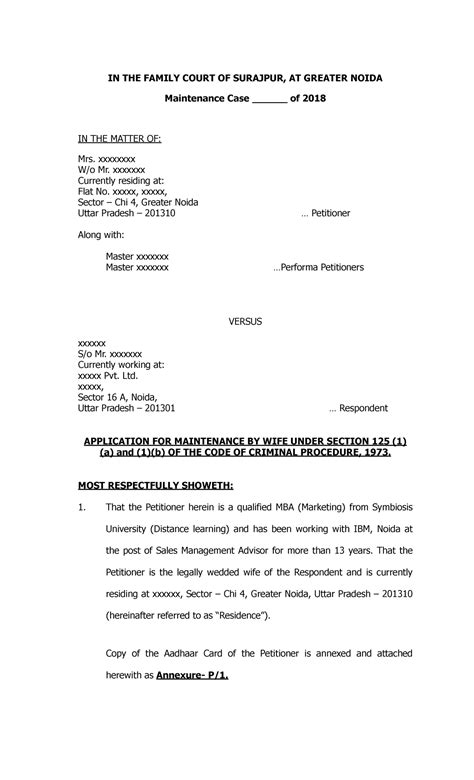 Types Of Petition In Family Court - Form example download