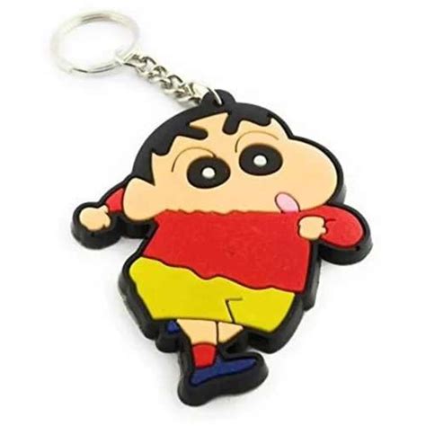 SEEWAYS Cute Doraemon or Shinchan Cartoon Keychain ? Soft Rubber Anime ...