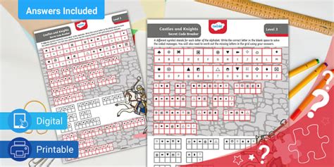 Castles and Knights Secret Code Breaker - L3 - Twinkl - Kids