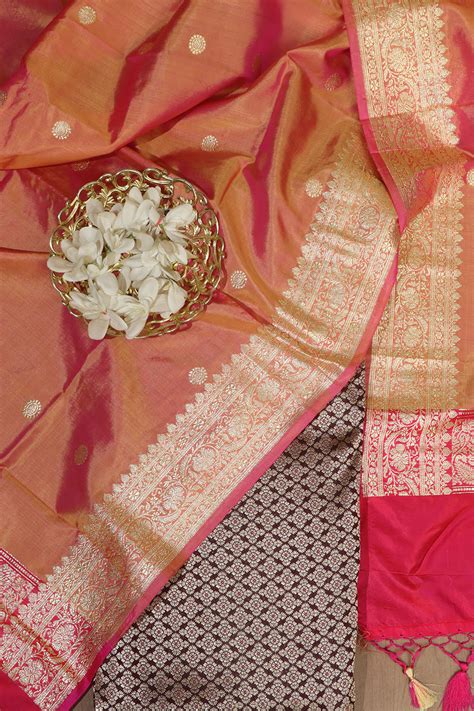 Maroon Banarasi Silk Suit & Dupatta