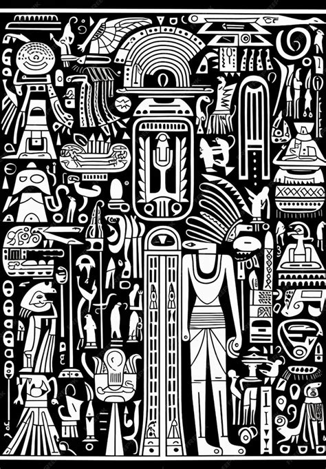 Premium Photo | A black and white drawing of a man surrounded by various symbols generative ai