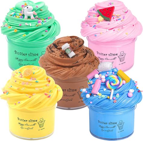 Buy Butter Slime Kit 5 Pack, Scented Candy Slime Party Favors for Girls ...
