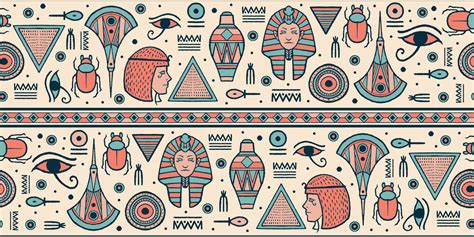 Set of seamless patterns hand drawn ancient egyptian tribal style. 5727663 Vector Art at Vecteezy