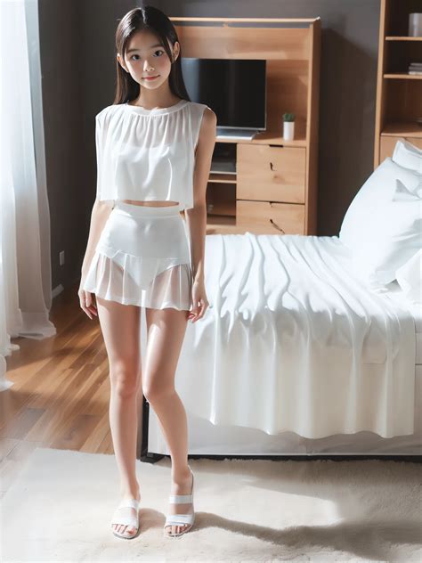 A close up of a woman in white shorts and high heels - SeaArt AI