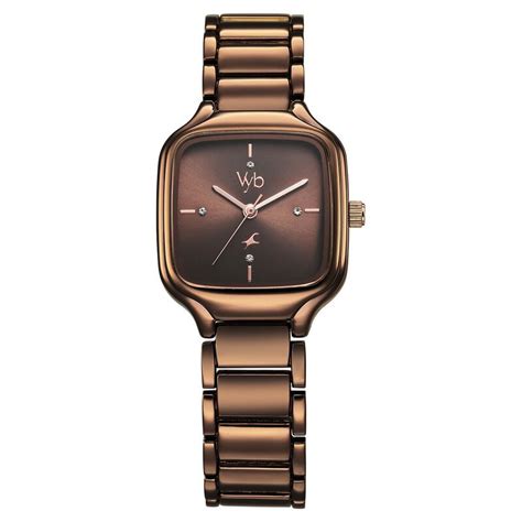 Fastrack Vyb Minimalist Quartz Analog Brown Dial Metal Strap Watch For ...