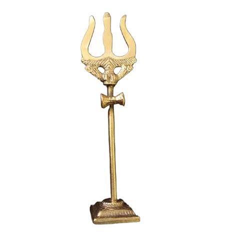 PujaSamadhaan Brass Lord Shiva Trishul with Damru on Stand for Puja Ro ...
