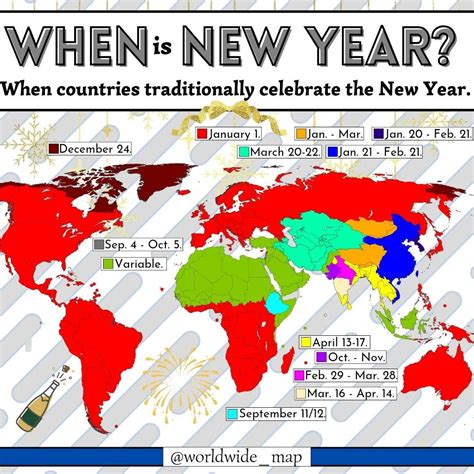 When is New Year celebrated? by worldwide_map - Maps on the Web
