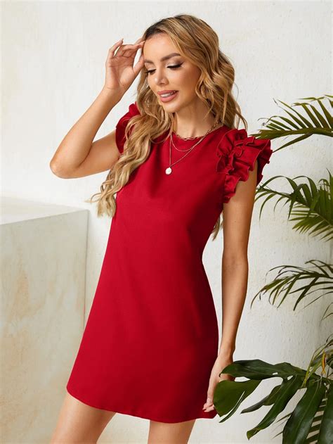 Ruffle Trim Solid Tunic Dress – ELCHIC