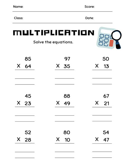 Image result for Multiplication 1 Column