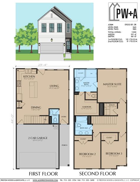 Townhouse Floor Plans 2 Car Garage