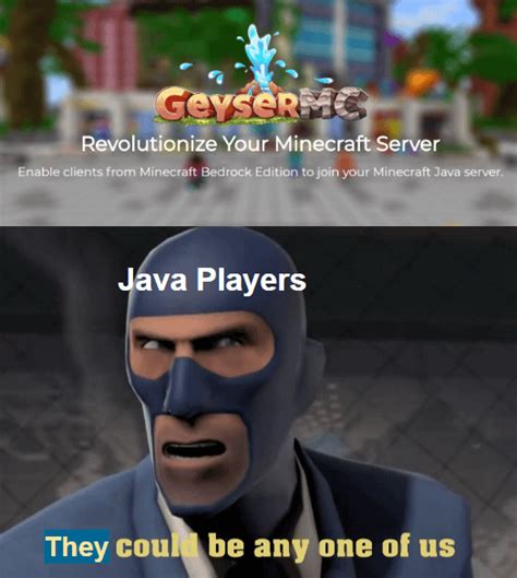 Image result for Bedrock vs Java Player Meme