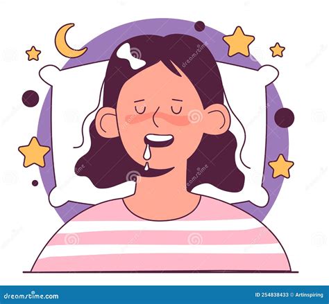 Drooling during Sleep. Female Character Sleeping with Her Mouth Stock Vector - Illustration of ...