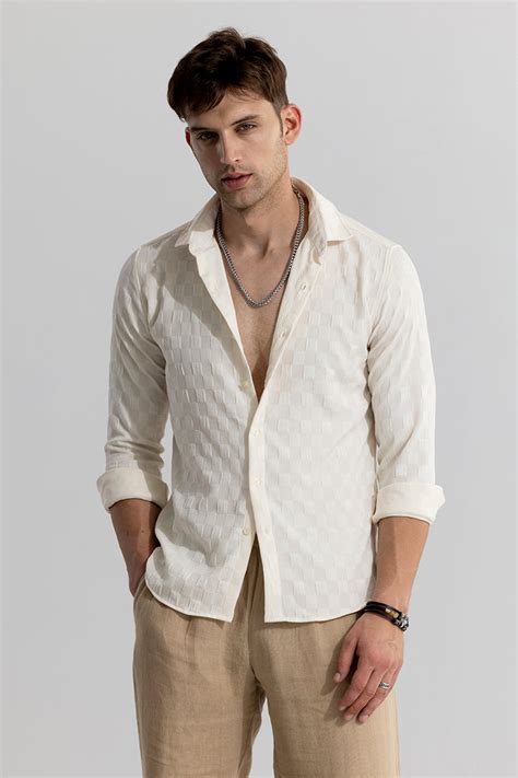 Buy Mens's Gauze Cream Shirt Online | SNITCH