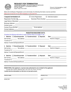 Fillable Online TEXAS DEPARTMENT OF HEALTH - BUREAU OF RADIATION ...