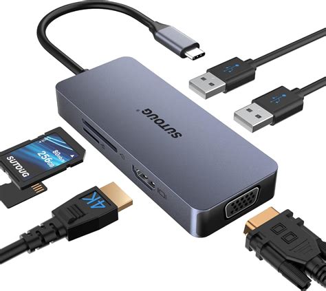 Buy USB C Hub, Docking Station, SUTOUG 6-in-1 USB C Adapter, 4K HDMI ...