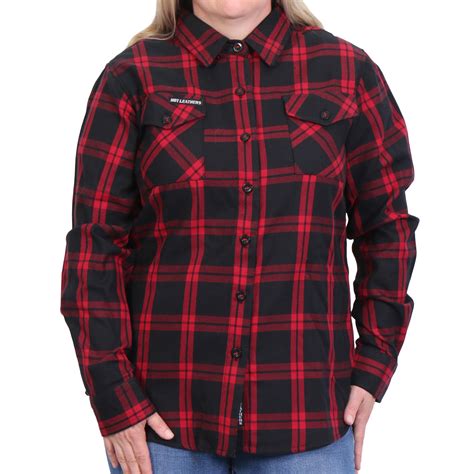 Hot Leathers FLL3009 Ladies 'Black and Red' Flannel Long Sleeve Shirt ...