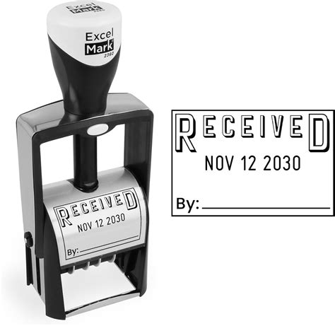 ExcelMark Heavy Duty Self-Inking Date Stamp (Black, Received)
