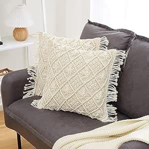 Buy HEMBRA Set of 2 Premium Cotton 250 TC Boho Cushion Cover 16 inch x ...