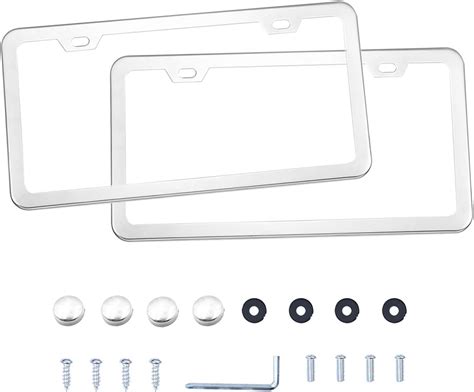 Amazon.com: LivTee Polish Mirror Silver Aluminum License Frames, 2 PCS ...