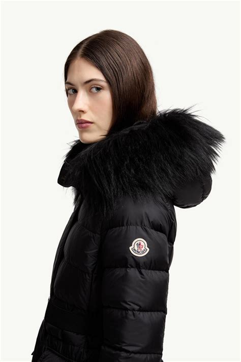 Black Khloesse Hooded Shearling-Trimmed Long Down Jacket - Long Jackets ...