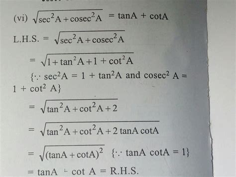 sec square A + cosec square whole root is equal to tan A + cot a prove ...
