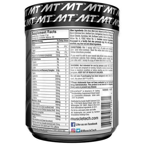 Muscletech Essential Series Platinum Amino Energy (Intra Workout, 5g ...