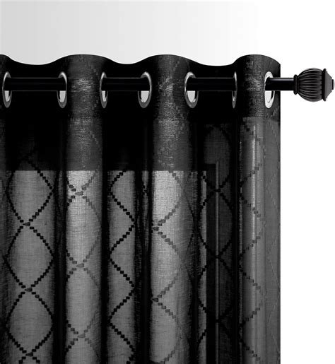Buy Black Curtains 84 Inches Long for Living Room 2 Panels Set Pattern ...