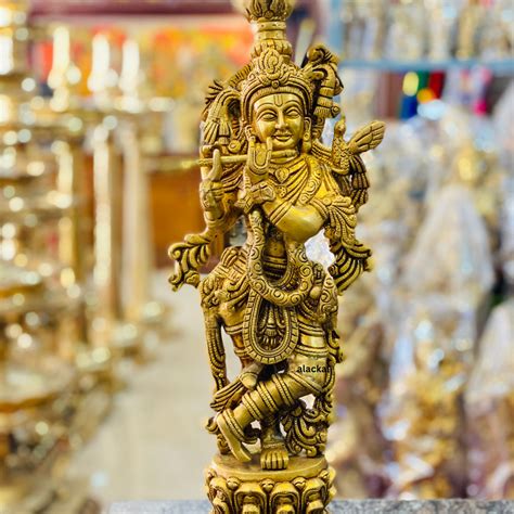 BRASS CUTE KRISHNA VIGRAHAM | SHREE KRISHNA IDOL | KRISHNA STATUE FOR ...