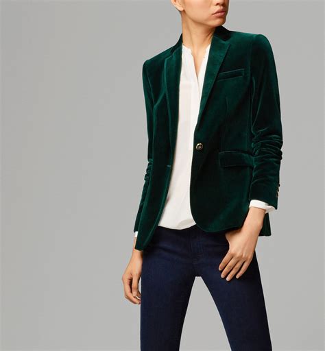 Women's Blazers | Velvet blazer women, Velvet blazer outfit, Green ...