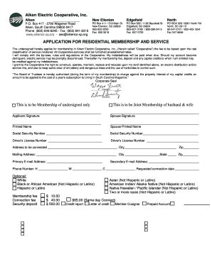 2008 Form SC Aiken Electric Cooperative Application for Residential ...