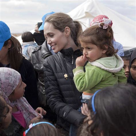 In this handout image provided by UNHCR, UNHCR Special Envoy Angelina ...