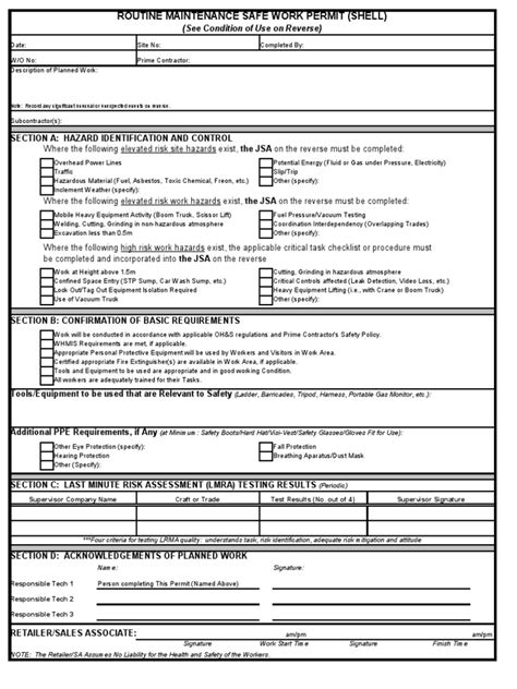 Image result for Safe Work Permit Examples