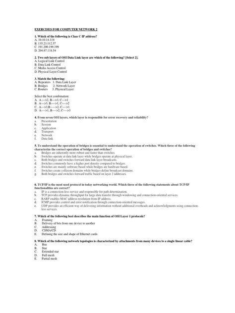 Image result for Computer Networking Questions