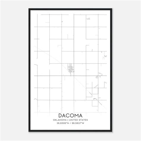 Dacoma Oklahoma Map Poster, Modern Home Decor Wall Art Print - Custom ...