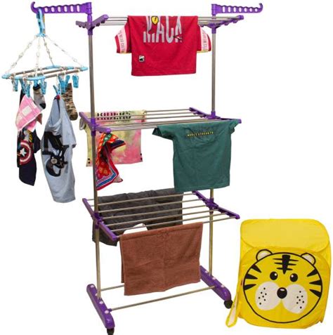 Unizone Steel, Aluminium, Plastic Floor Cloth Dryer Stand - 12 Month ...