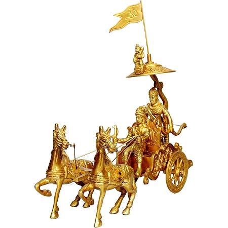 Buy Metal Brass Arjun Rath Idol,Mahabharat/Geeta Arjun Chariot (Rath ...