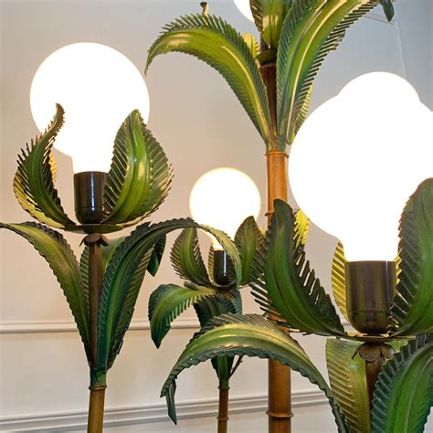 1950's Italian Green Faux Bamboo Palm Tree Floor Lamp For Sale at 1stDibs