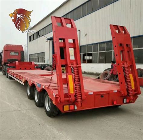 Heavy Low Bed Semi Trailer 100tons 3 Axles 80t Lowbed Lowboy Low ...