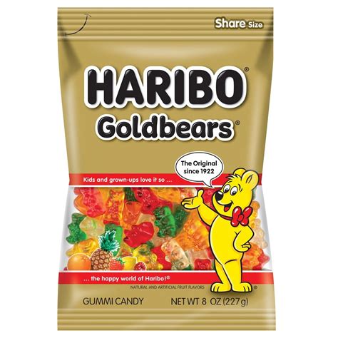 HARIBO Goldbears Original Gummy Bears, Thin, Pack of 1, 8 oz Peg Bag ...