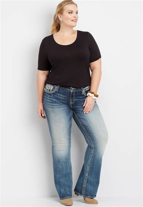 Plus Size Vigoss® Embellished Faux Flap Pocket Bootcut Jean | Bootcut ...