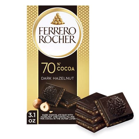 Ferrero Rocher Dark Chocolate Bar, With Hazelnut And Cocoa Filling ...
