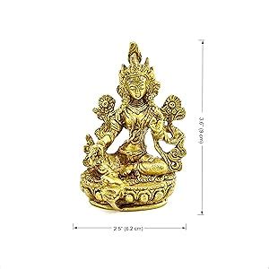 Buy Two Moustaches 3.5 Inches Brass Goddess Tara Devi Idol, Buddhist ...
