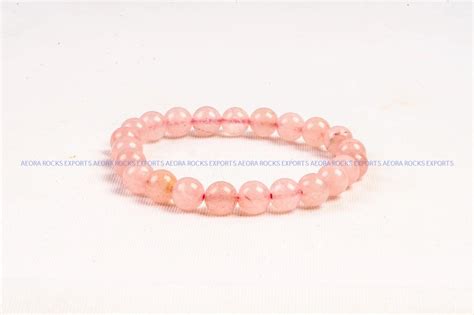 Rose Quartz Bead Bracelet – AEORA ROCKS INDIA -Healing Crystals superstore