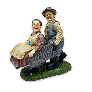 AUGEN Polyresin Old Couple Show Piece Idol Statue Showpiece for Home ...