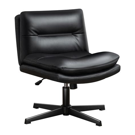 Darkecho Office Chair Armless Desk Chair No Wheels,Thick Padded Leather ...