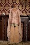 Buy Peach Dupatta Georgette, Sharara Lurex Crinkled Cotton, Work Peplum ...