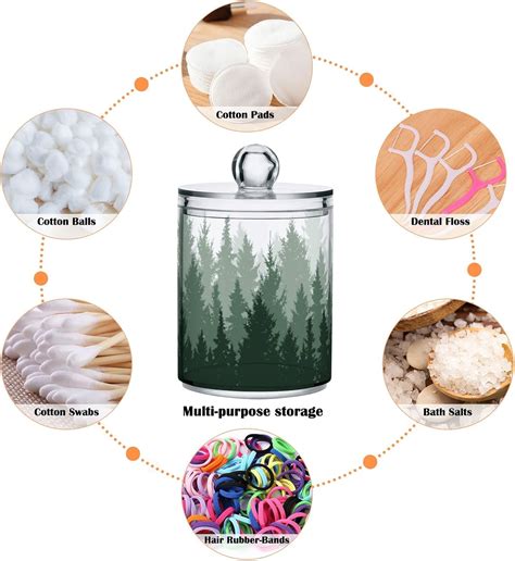 Buy Christmas Tree 2 Pack Qtip Holder Apothecary Jars Clear Plastic ...